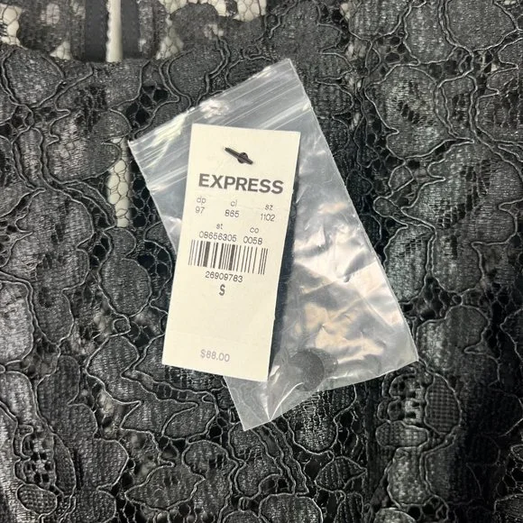 NWT Express Lace Puff Sleeve Top Black Size Small S NEW $88 - Picture 9 of 16